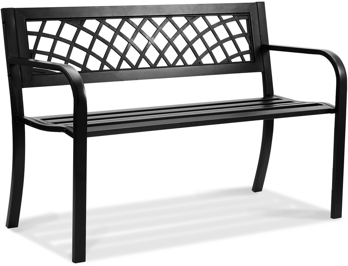 VEVOR Tuinbank Terrasbank van Metaal, 1163MM Parkbank Rustbank 218KG Draagvermogen, 3 Persoons Tuin- en Parkbank met Rugleuning en Armleuningen, Vintage Bank voor Tuin, Park, Binnenplaats, Veranda