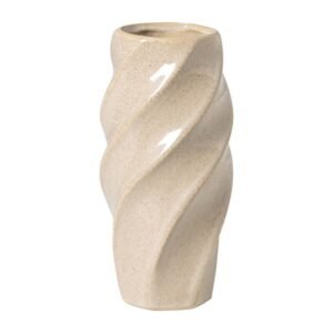Vaas gedraaid - beige - ø8.4x17.5 cm