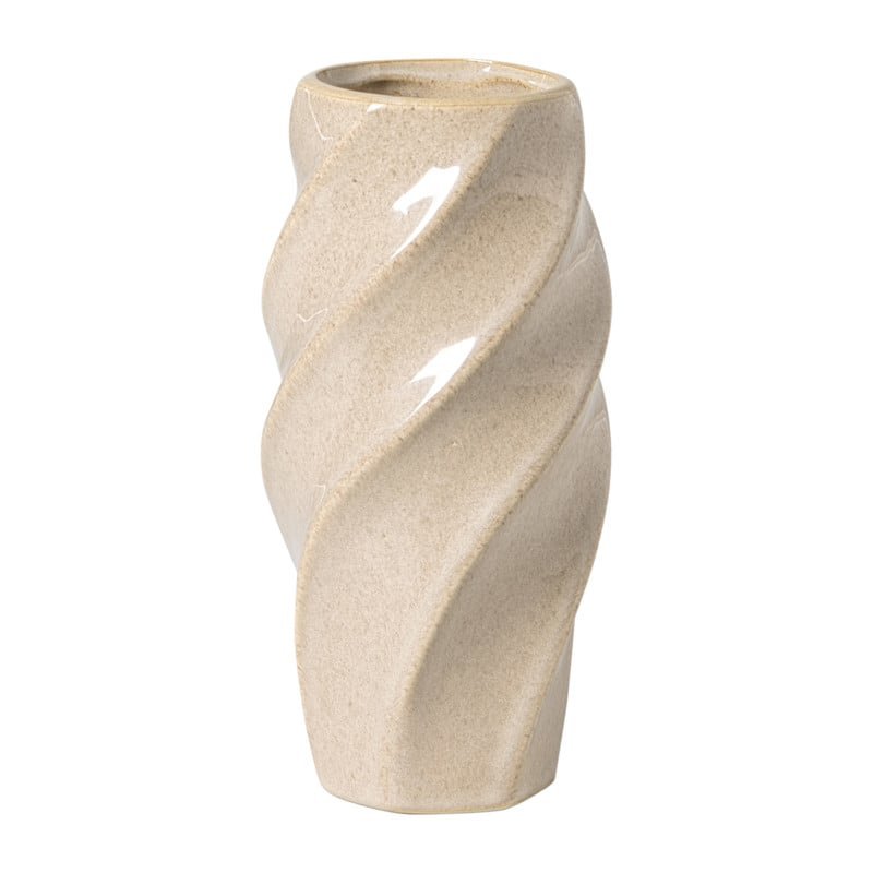 Vaas gedraaid - beige - ø8.4x17.5 cm