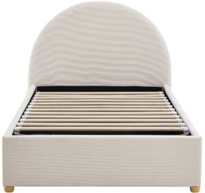 Vente-unique Bed met opbergruimte fluweel beige 90 x 200 cm