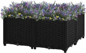 Verhoogd Tuinbed - Plantenbak Buiten - Groenten Kweken - Duurzaam Polypropyleen - 80x80x38 cm - Zwart