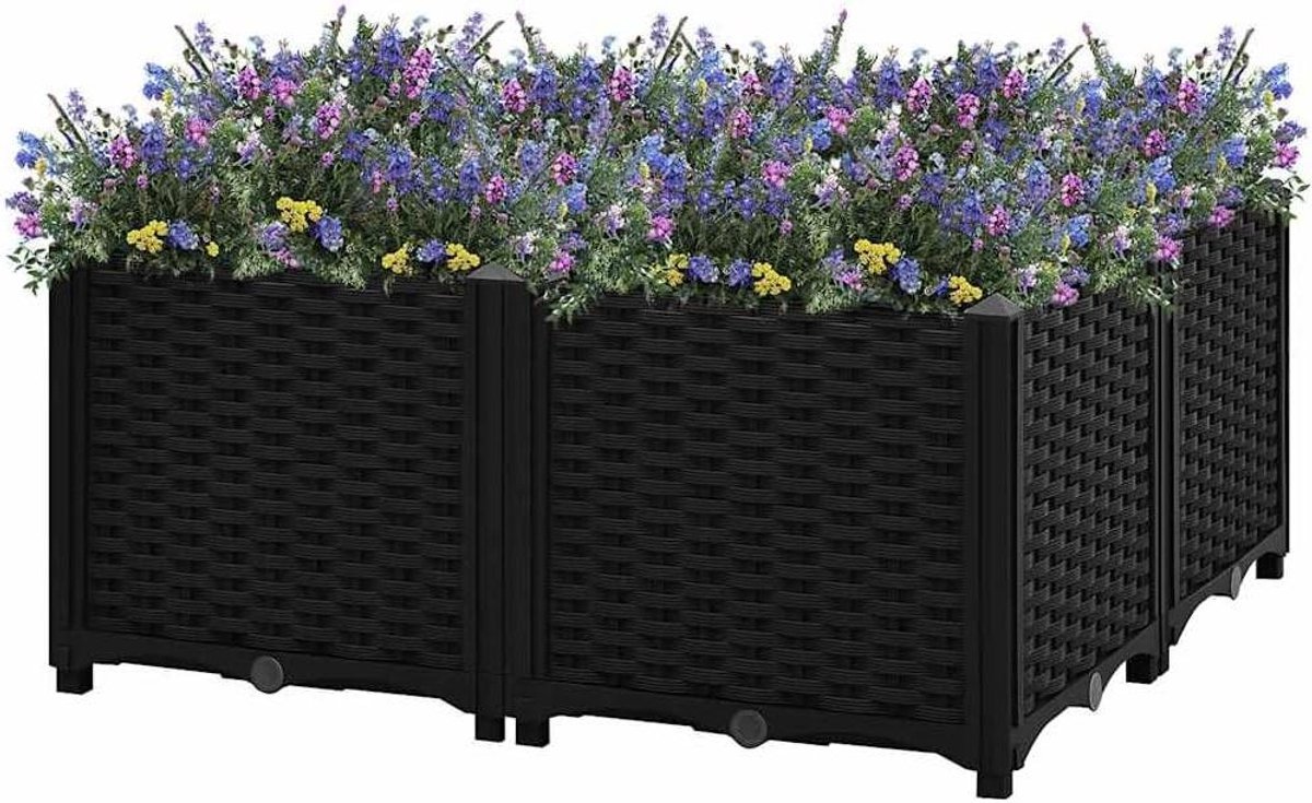 Verhoogd Tuinbed - Plantenbak Buiten - Groenten Kweken - Duurzaam Polypropyleen - 80x80x38 cm - Zwart