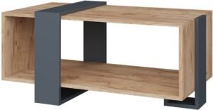 Vicco Aven Salontafel - 91.5 x 52 cm Antraciet/gouden eik