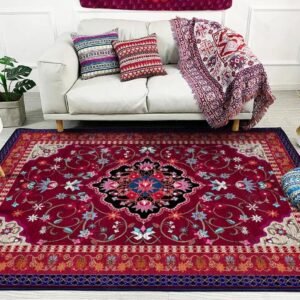 Vloerkleed Bloemen - Oosterse vloerbedekking - Woonkamer Decoratie - Anti-slip Onderkant - 160x230 cm - Rood