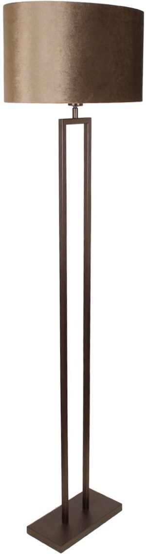 Vloerlamp | 45 cm | monza cacao - ovale kap | E27 | bruin | metaal en stof | landelijke, moderne en sfeer verlichting