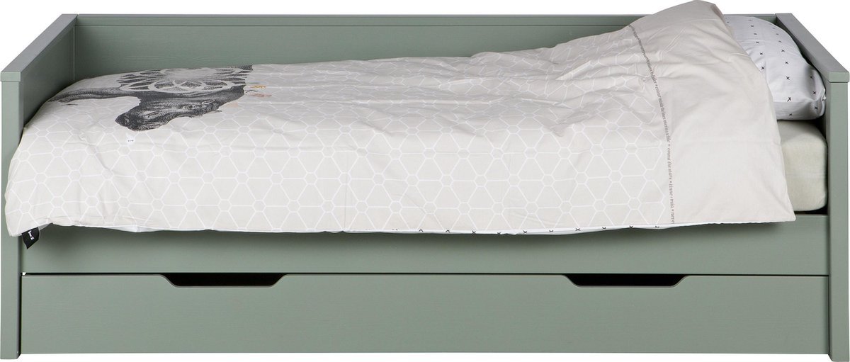 WOOOD Nikki Bedbank Incl Matras/Bedlade - Grenen - Groen - 208x100