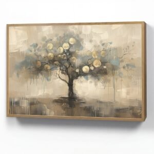 Wandlamp 100x70 cm - Oplaadbaar - Beige - Abstract - Boom - Goud - Wandlampen binnen woonkamer - Slaapkamer lamp - Decoratieve nachtlamp - Vloerlamp draadloos