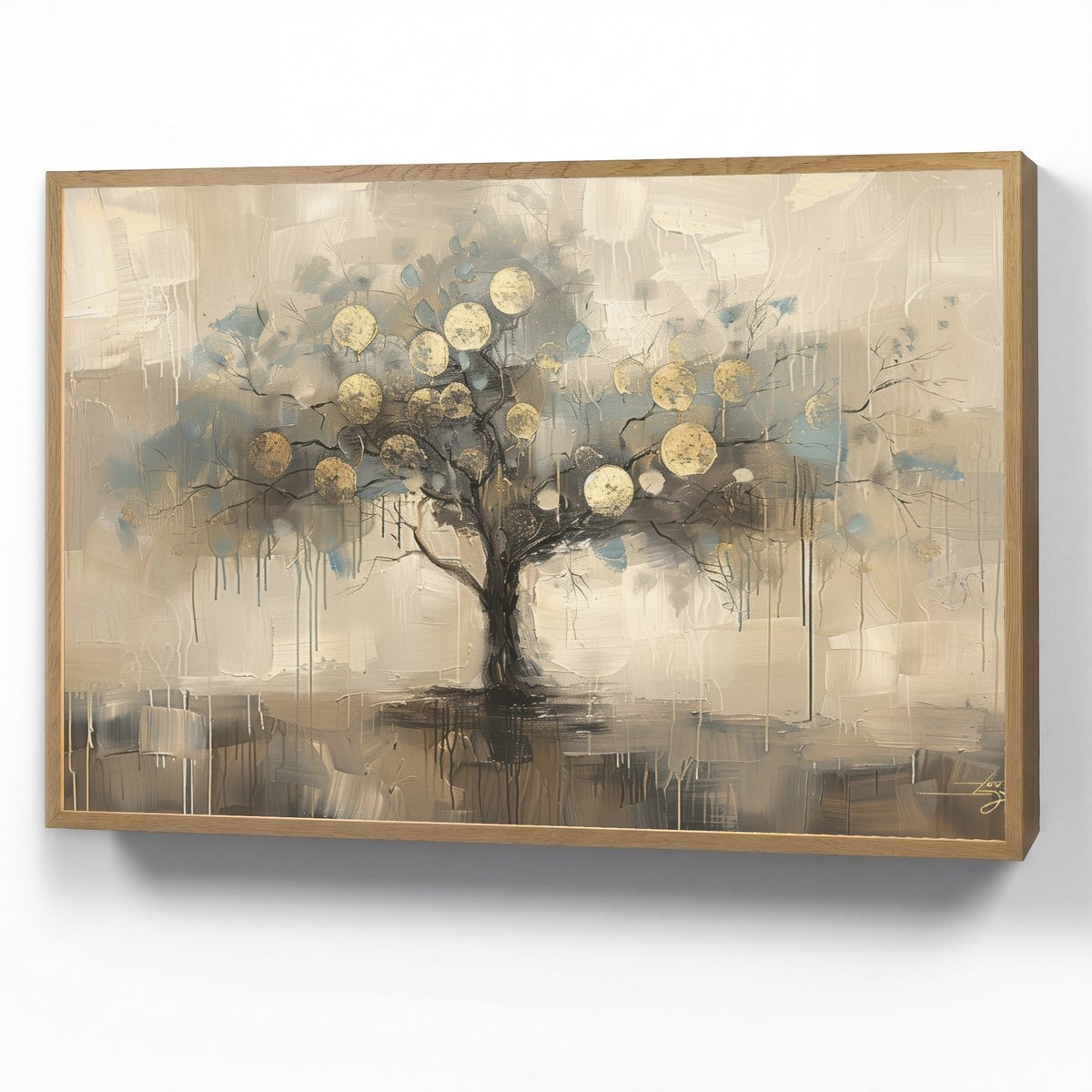 Wandlamp 100x70 cm - Oplaadbaar - Beige - Abstract - Boom - Goud - Wandlampen binnen woonkamer - Slaapkamer lamp - Decoratieve nachtlamp - Vloerlamp draadloos