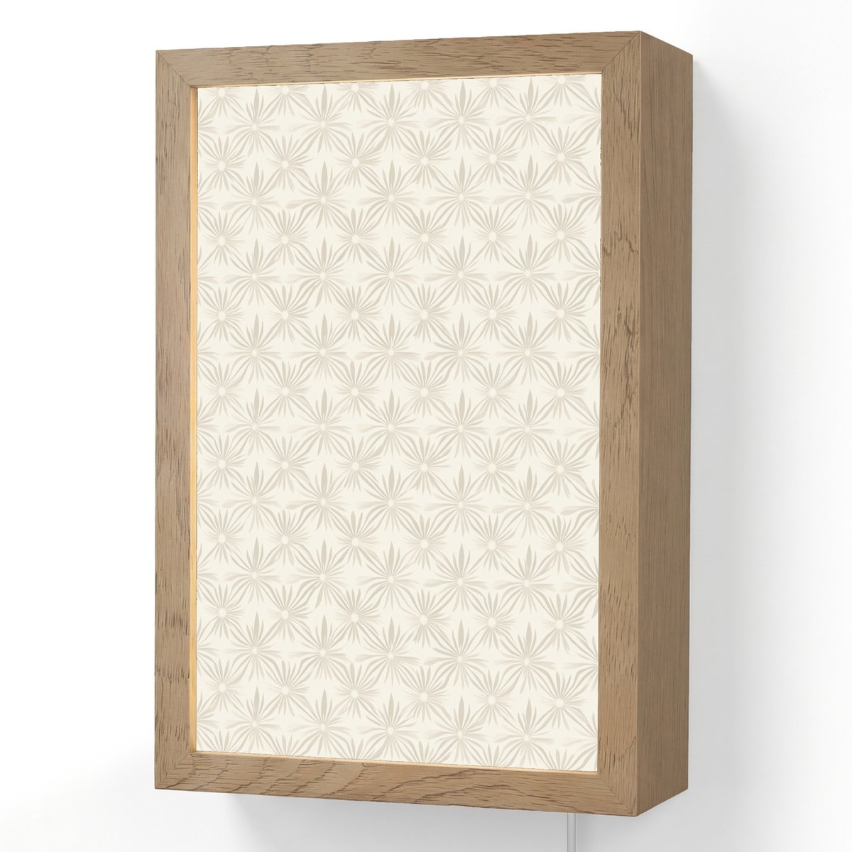 Wandlamp 20x30 cm - Oplaadbaar - Patroon - Bloemen - Beige - Wandlampen binnen woonkamer - Slaapkamer lamp met kabel - Decoratieve nachtlamp - Vloerlamp snoer