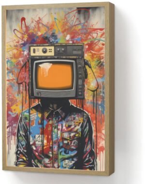 Wandlamp 40x60 cm - Oplaadbaar - Televisie - Graffiti - Mens - Kleuren - Wandlampen binnen woonkamer - Slaapkamer lamp - Decoratieve nachtlamp - Vloerlamp draadloos