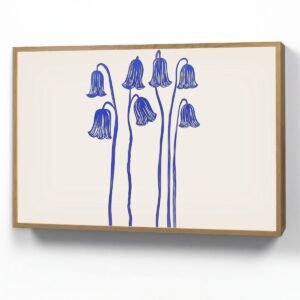 Wandlamp 90x60 cm - Oplaadbaar - Bloemen - Blauw - Lijnen - Bloemblaadjes - Wandlampen binnen woonkamer - Slaapkamer lamp - Decoratieve nachtlamp - Vloerlamp draadloos