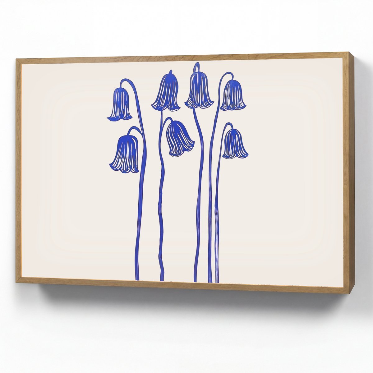 Wandlamp 90x60 cm - Oplaadbaar - Bloemen - Blauw - Lijnen - Bloemblaadjes - Wandlampen binnen woonkamer - Slaapkamer lamp - Decoratieve nachtlamp - Vloerlamp draadloos