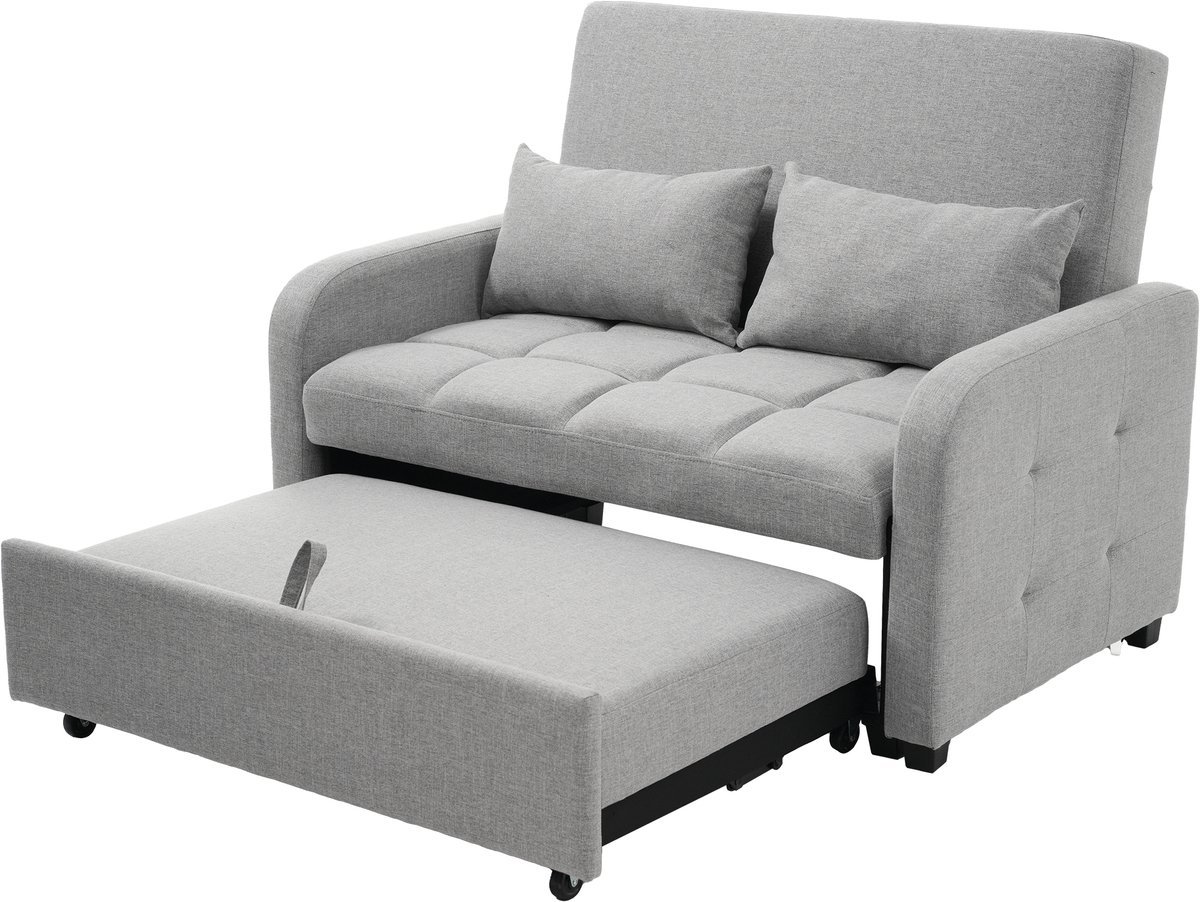 Wishdor - Slaapbank - Verstelbare Rugleuning - Opklapbaar - Voor Gastenkamer - Katoen-Linnen - Antiekgrijs - 127 x 75 x 94 cm
