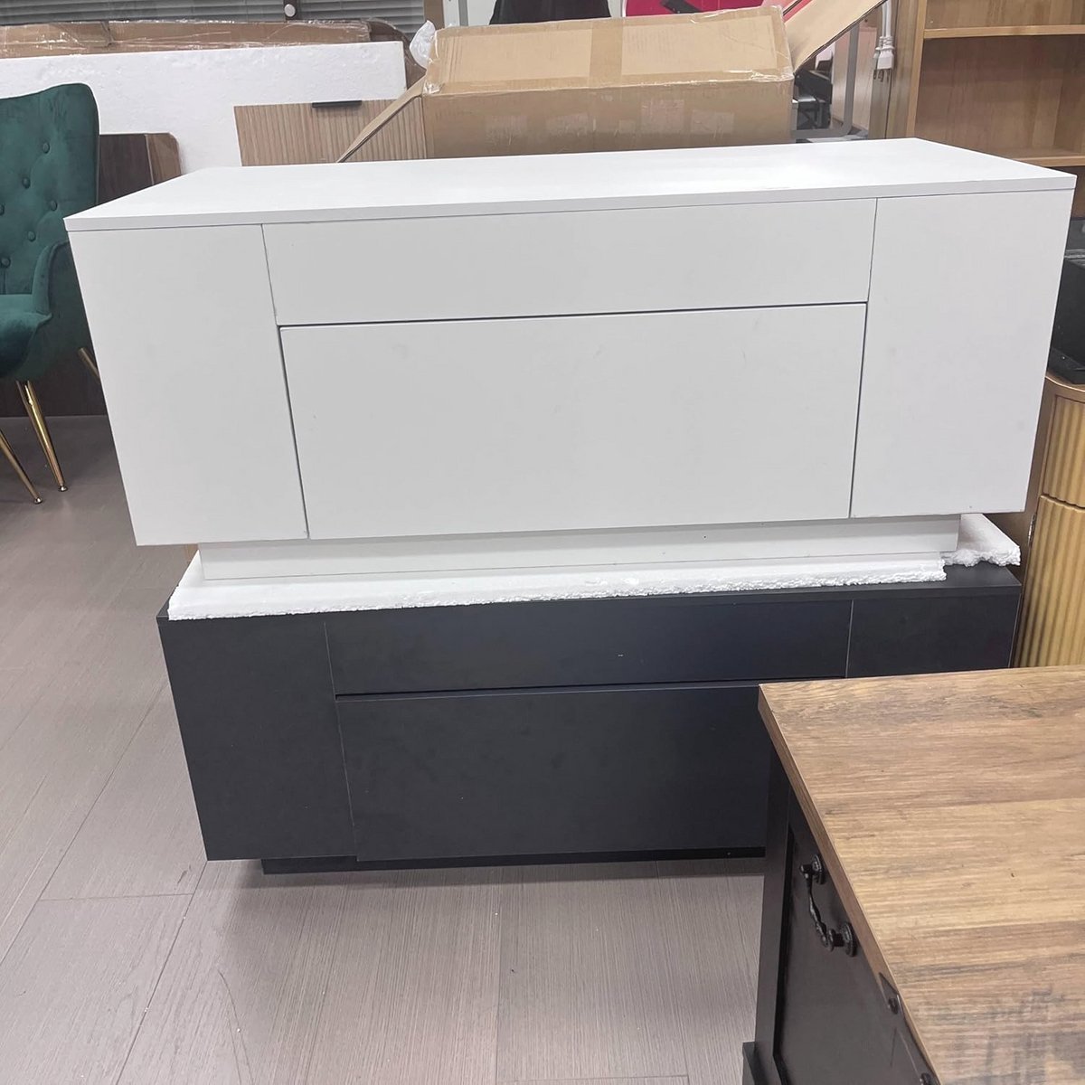 Wit Salontafel met Opbergruimte en Verborgen Laden - Woonkamertafel 90 x 50 x 42 cm
