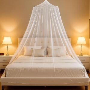 Witte Polyester Mosquito Net voor Dubbele Bedden - Enkele Bed (0.60m x 2.5m x 10.5m) - Buiten - Ideaal voor Kamperen - Reizen - Thuis