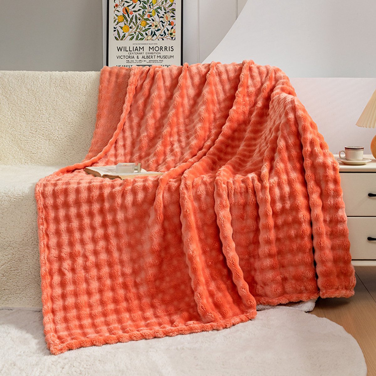 Zeer zware flanellen deken - airconditioning bankdeken - casual koraalfleece deken - warme en comfortabele deken voor herfst en winter - zacht en pluizig - 3D-textuur - geschikt voor bedden, banken en fauteuils - 130x155 cm