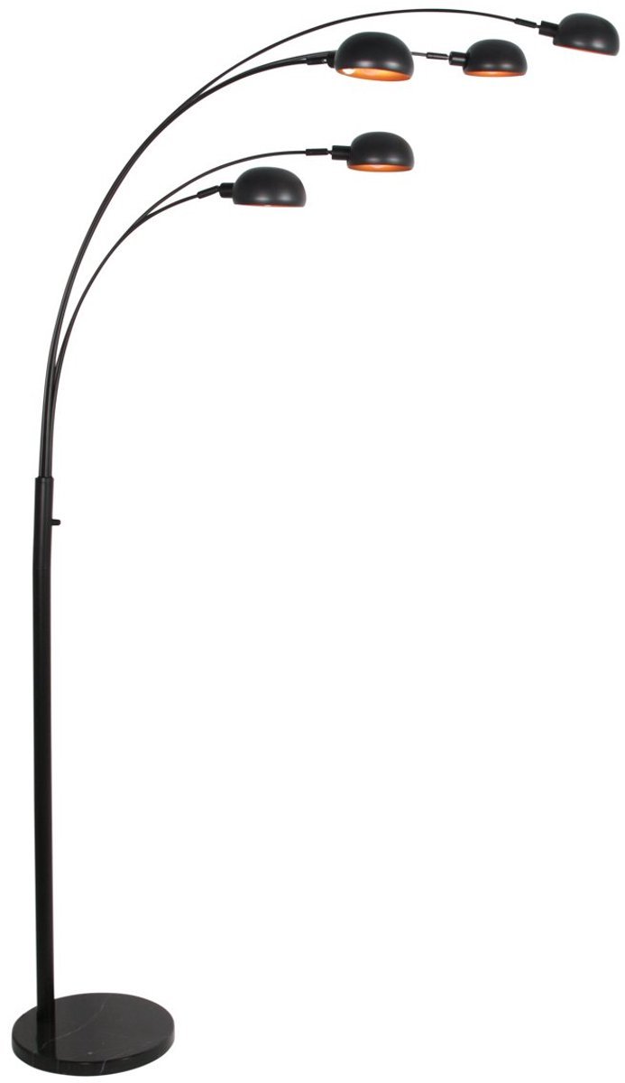 Zwarte Vloerlamp Pentra 4855ZW, 5-lichts met marmeren voet, modern retro stijlen, metaal, hoogte 210 cm, merk Mexlite