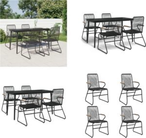vidaXL - 5-delige - Tuinset - PVC-rattan - zwart