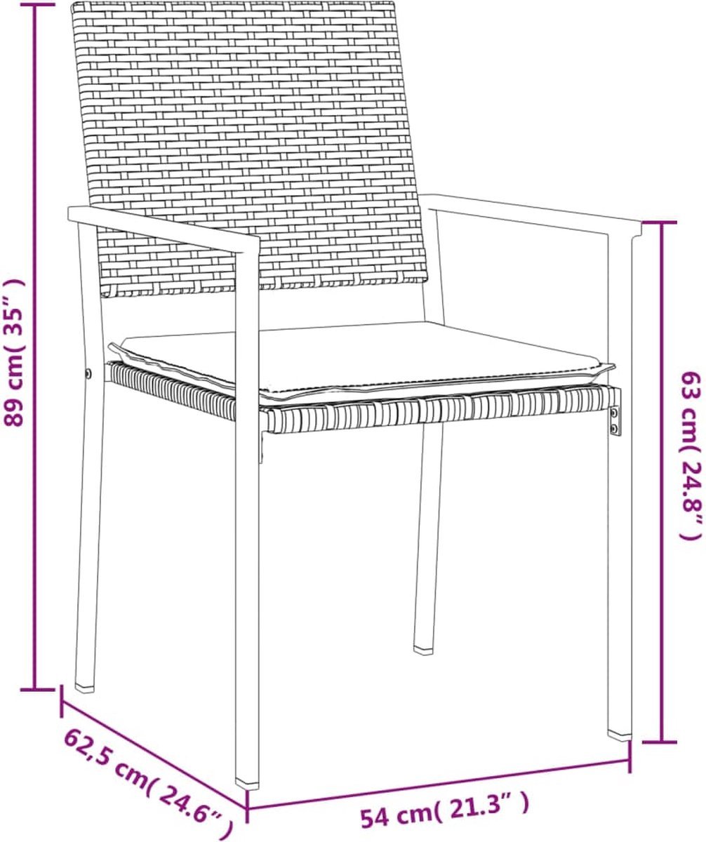 vidaXL - 7-delige - Tuinset - met - kussens - poly - rattan - en - staal