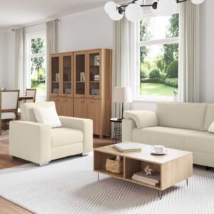 vidaXL Bank 3 pcs Beige 219 x 80 x 82 cm Linnen-mix stof