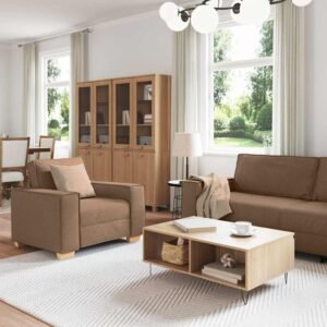 vidaXL Bank 3 pcs Bruin 220 x 80 x 84 cm Linnen-mix stof