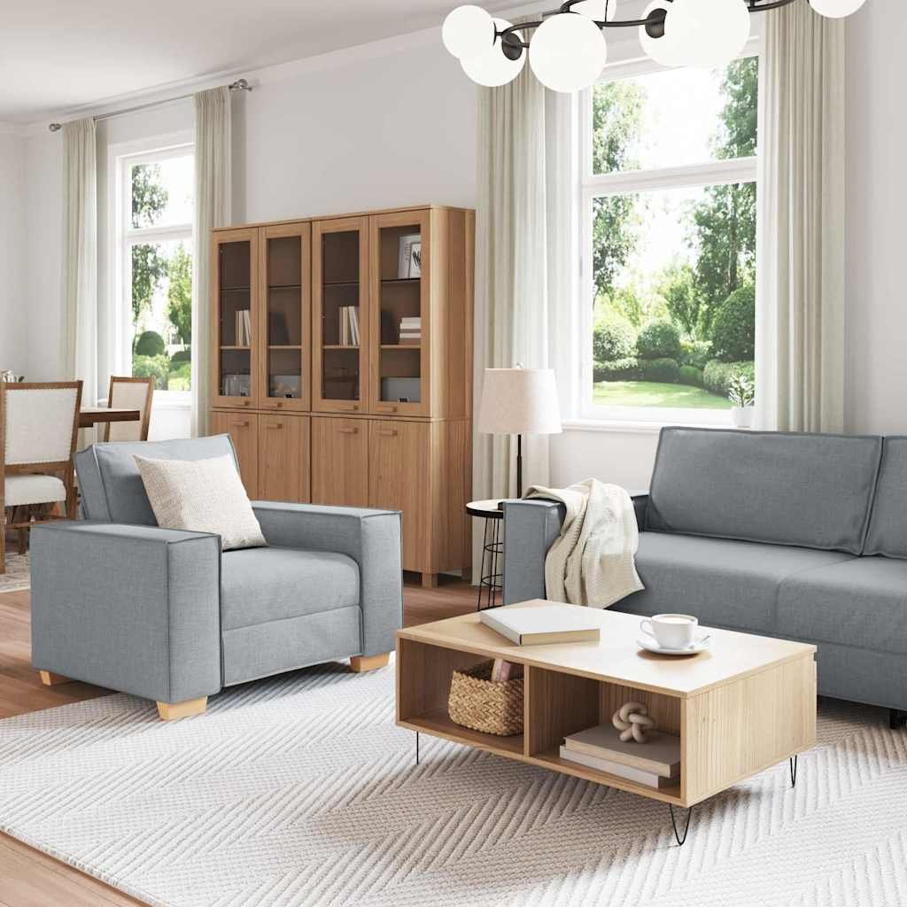 vidaXL Bank 3 pcs Lichtgrijs 220 x 80 x 84 cm Linnen-mix stof