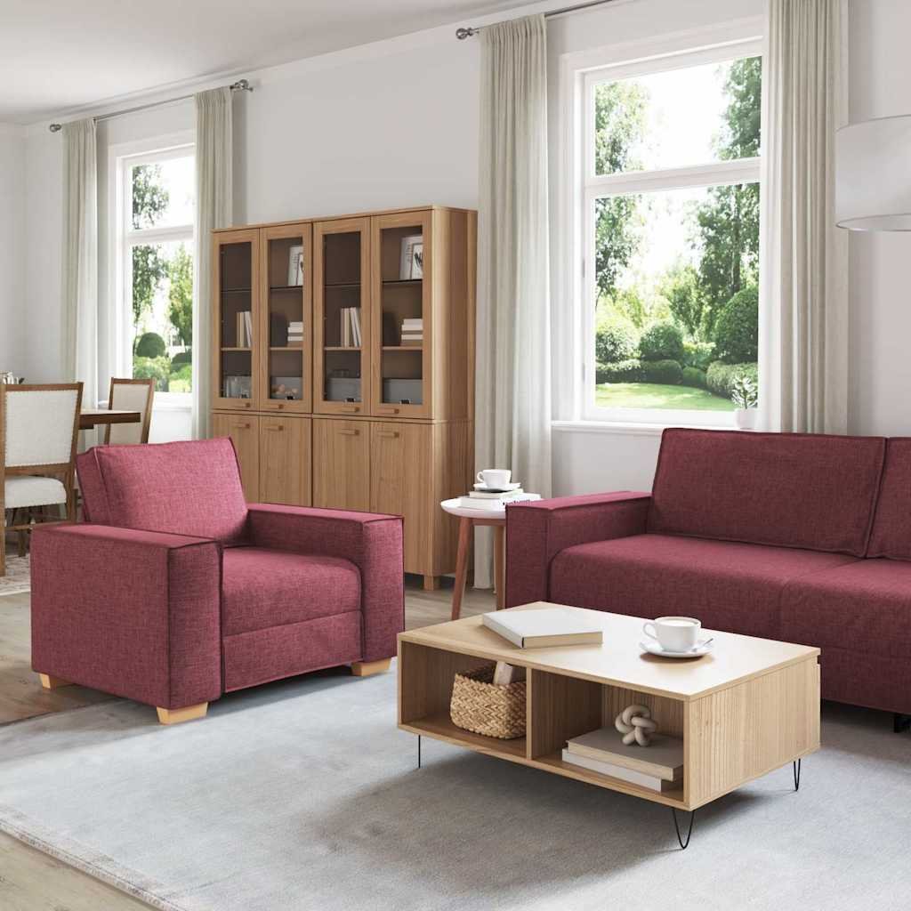 vidaXL Bank 3 pcs Wijnrood 220 x 80 x 84 cm Linnen-mix stof
