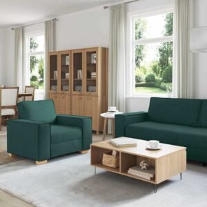 vidaXL Bank 3 st Donkergroen Linnen-mix stof