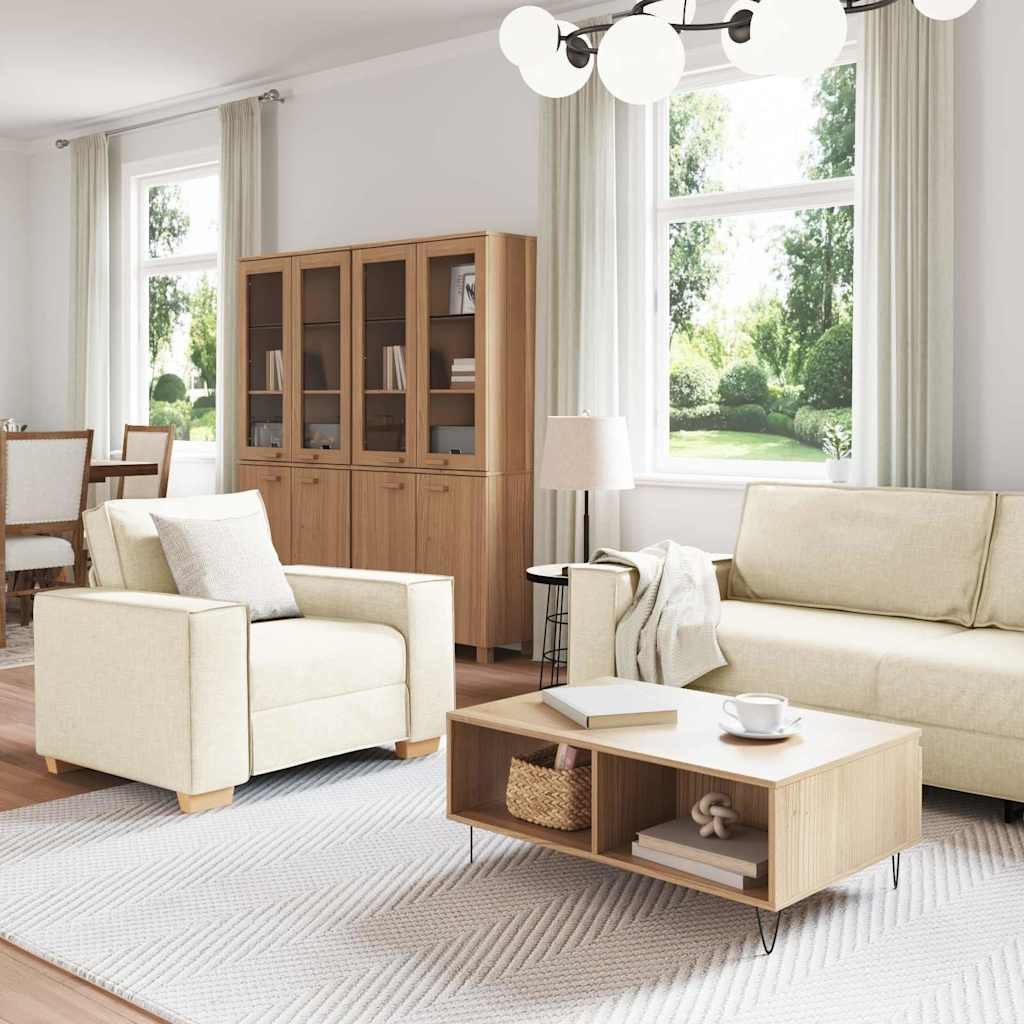 vidaXL Bankstel 3 pcs Beige 220 x 80 x 84 cm Linnen-mix stof