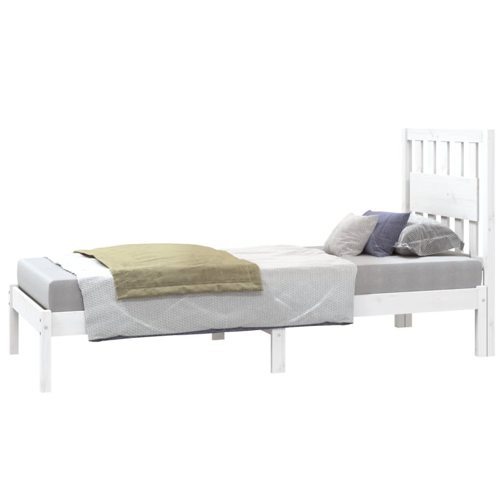 vidaXL Bedframe massief grenenhout wit 75x190 cm 2FT6 Small Single