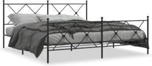 vidaXL - Bedframe - met - hoofd- - en - voeteneinde - metaal - zwart - 183x213 - cm