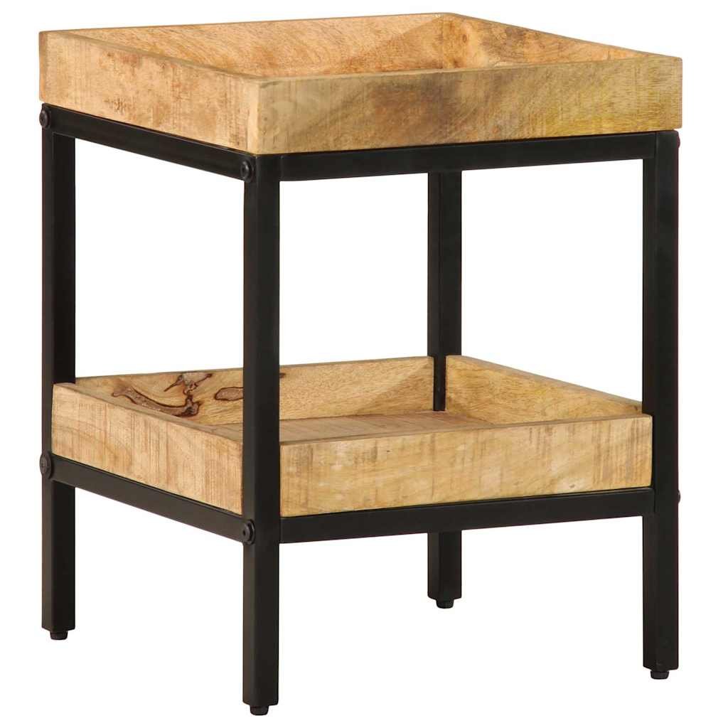 vidaXL Bijzettafel met plank Bruin 35 x 35 x 45 cm Massief Mango Hout