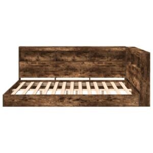 vidaXL Boekenkast Bed Gerookt eiken 160 x 200 cm Bewerkt hout