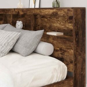 vidaXL Boekenkast Bed Gerookt eiken 180 x 200 cm Bewerkt hout