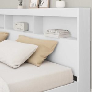 vidaXL Boekenkast Bed met hoofdeinde Wit 180 x 200 cm Bewerkt hout