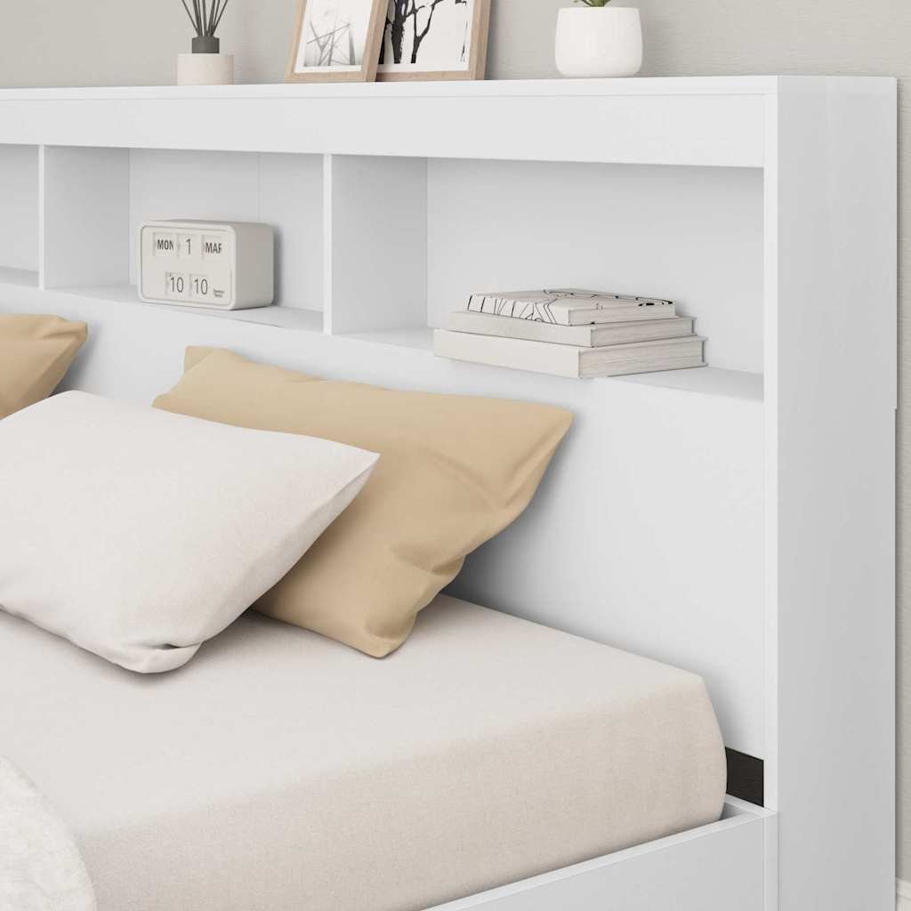 vidaXL Boekenkast Bed met hoofdeinde Wit 180 x 200 cm Bewerkt hout