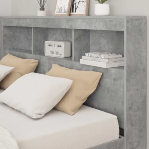 vidaXL Boekenkast Bed met plank Betongrijs 140 x 200 cm Bewerkt hout