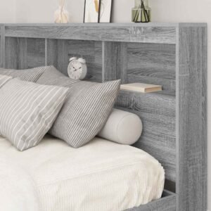 vidaXL Boekenkast Bed met plank Grijs sonoma 160 x 200 cm Bewerkt hout