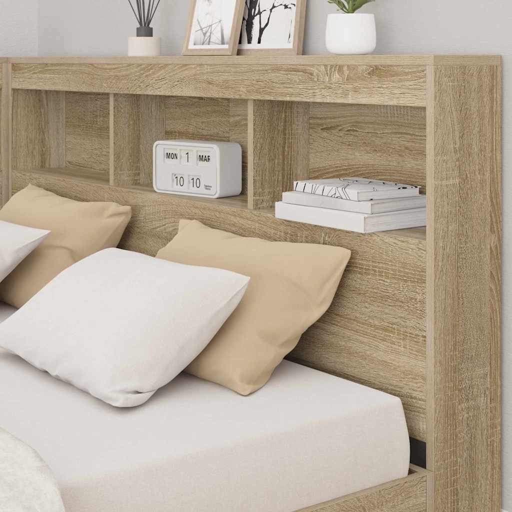 vidaXL Boekenkast Bed met plank Sonoma eiken 140 x 200 cm Bewerkt hout