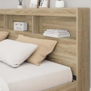 vidaXL Boekenkast Bed met plank Sonoma eiken 180 x 200 cm Bewerkt hout