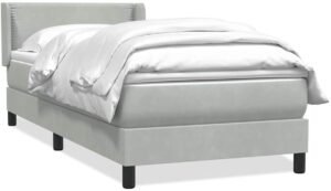 vidaXL - Boxspring - met - matras - fluweel - lichtgrijs - 80x210 - cm