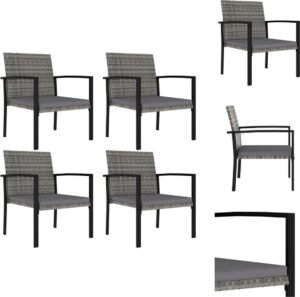 vidaXL Buitenstoel - Buitenstoelen - Tuinstoel - Tuinstoelen - Tuinstoelen 4 st poly rattan grijs