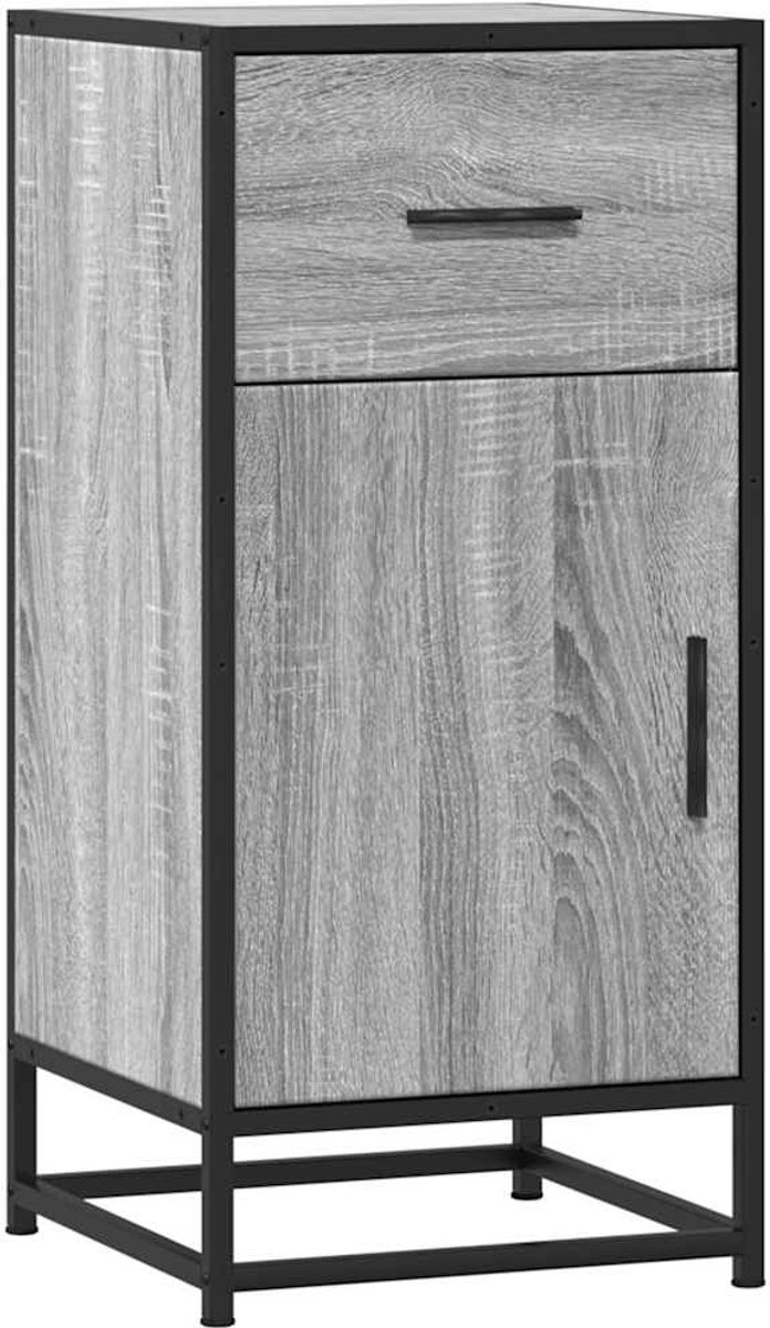 vidaXL Commode - Dressoir - Dressoir 35,5x35x76 cm bewerkt hout en metaal grijs sonoma - Opbergkast - Grijze Salontafel - Houten Dressoir