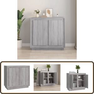 vidaXL Dressoir - 80x34x75 cm - Grijs Sonoma Eiken Dressoir - Houten Dressoir - Grijze Dressoir - Vintage Dressoir - Salontafel