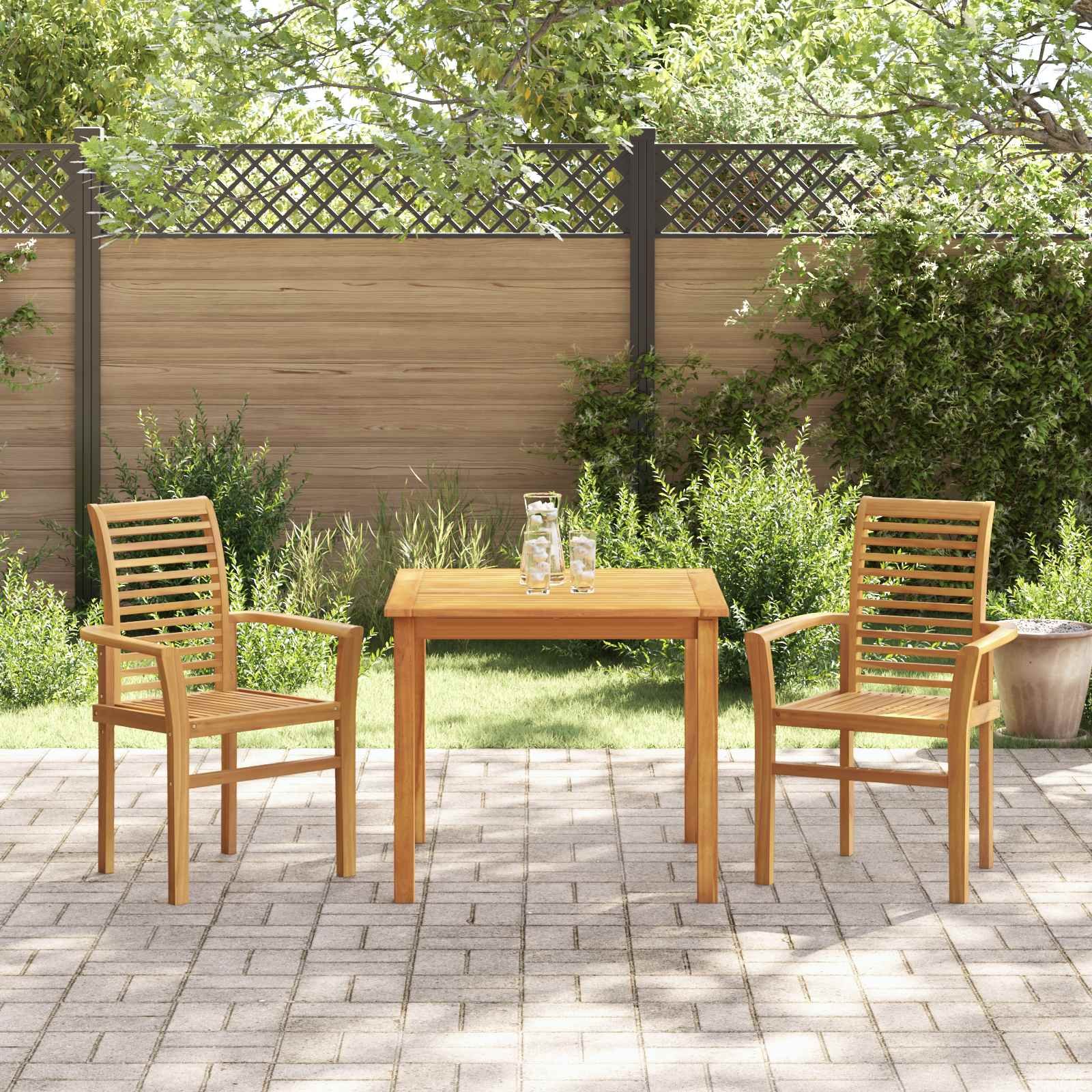 vidaXL Eetkamerstoel 2 pcs Bruin 62 x 55 x 94 cm Massief Teakhout