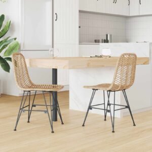 vidaXL Eetkamerstoel 2 pcs Riet en IJzer Naturel 44,5 x 54,5 x 85 cm