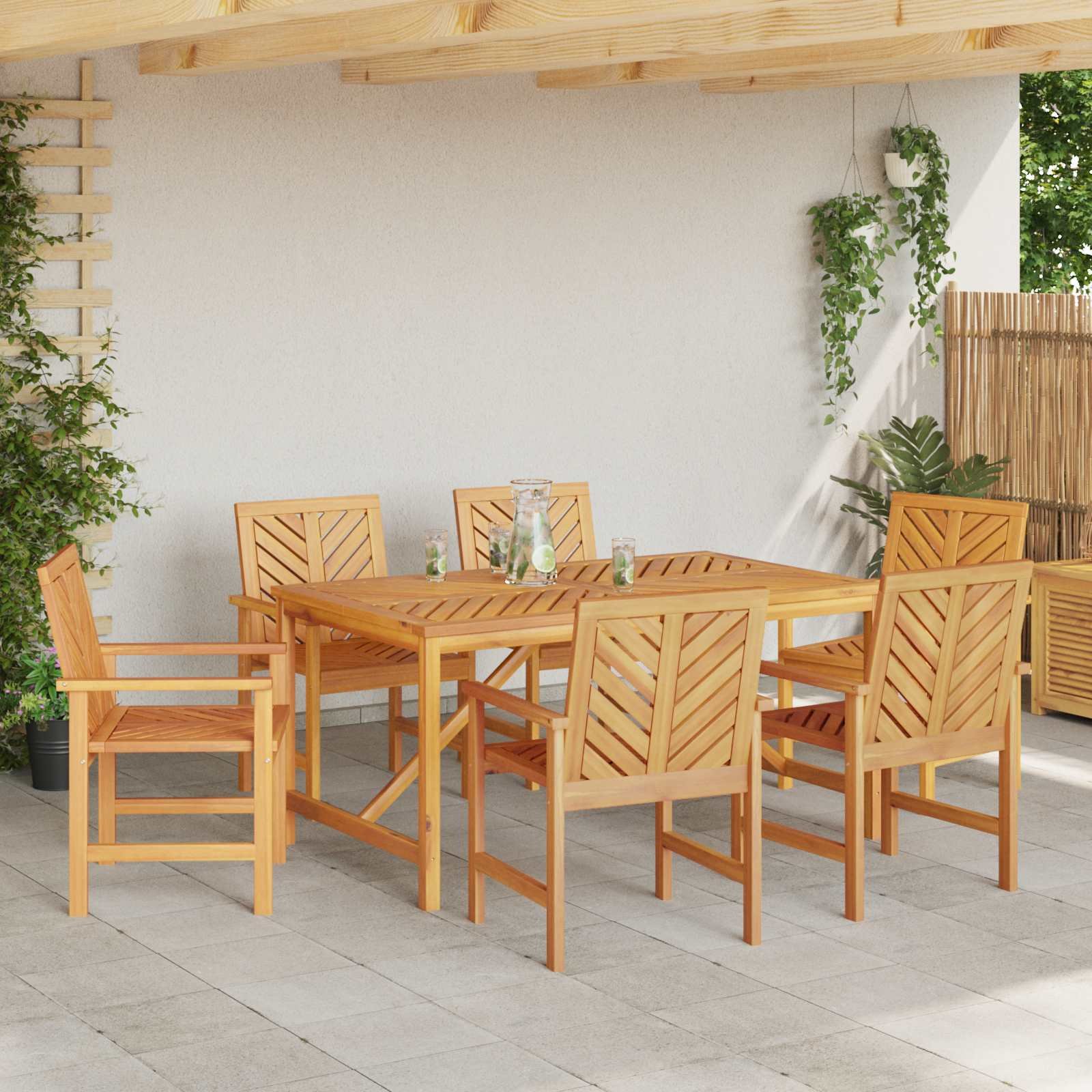 vidaXL Eetkamerstoel 6 pcs Naturel Massief Acaciahout