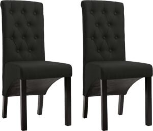 vidaXL - Eetkamerstoelen - 2 - st - stof - zwart