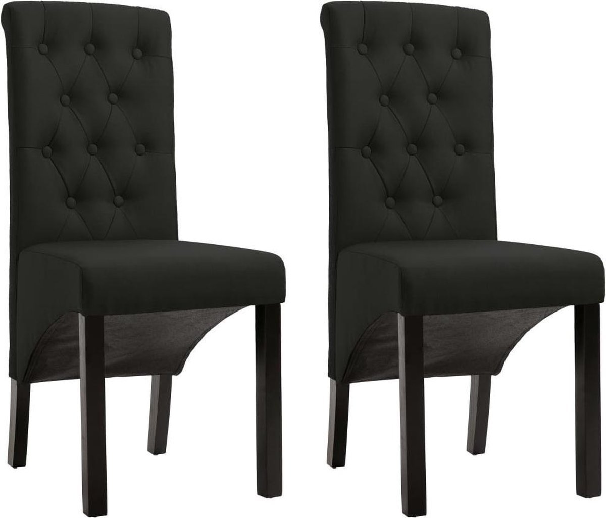 vidaXL - Eetkamerstoelen - 2 - st - stof - zwart