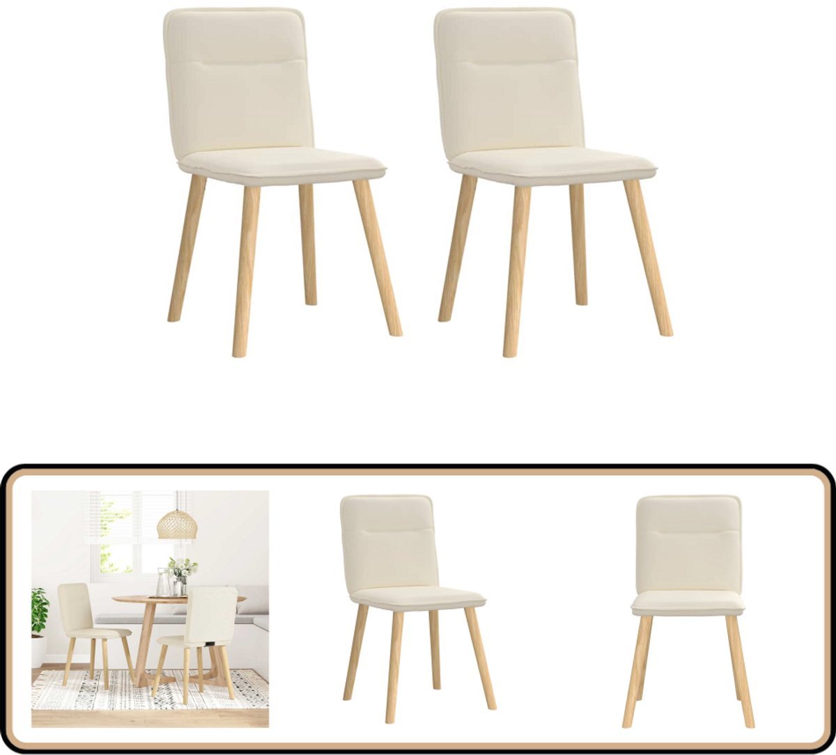 vidaXL Eetkamerstoelen - 2 stuks - Linnen - 110kg Eetzitcomfort - Eetkamerstoel - Linnen Stoel - Moderne Eetkamerstoel - Dining Chair